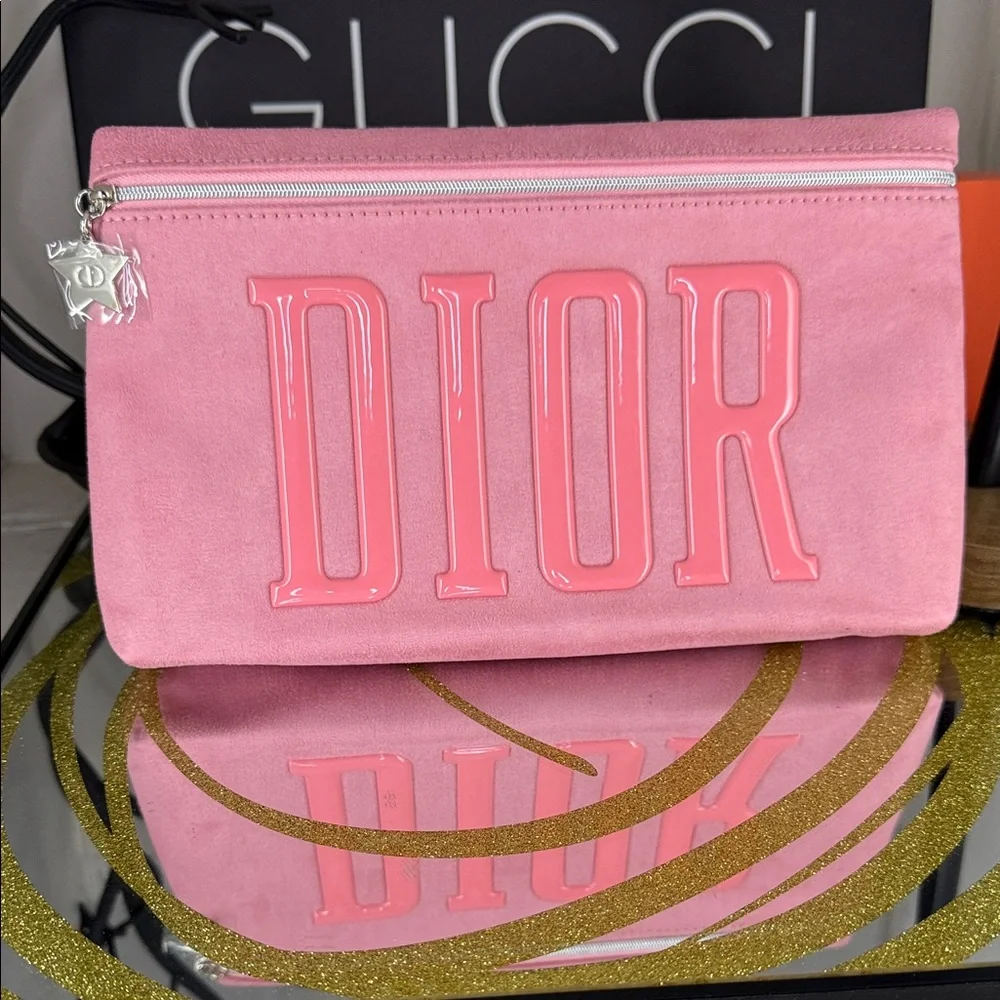 Dior Pink Cosmetic Case with Bold Lettering - Picture 3 of 6